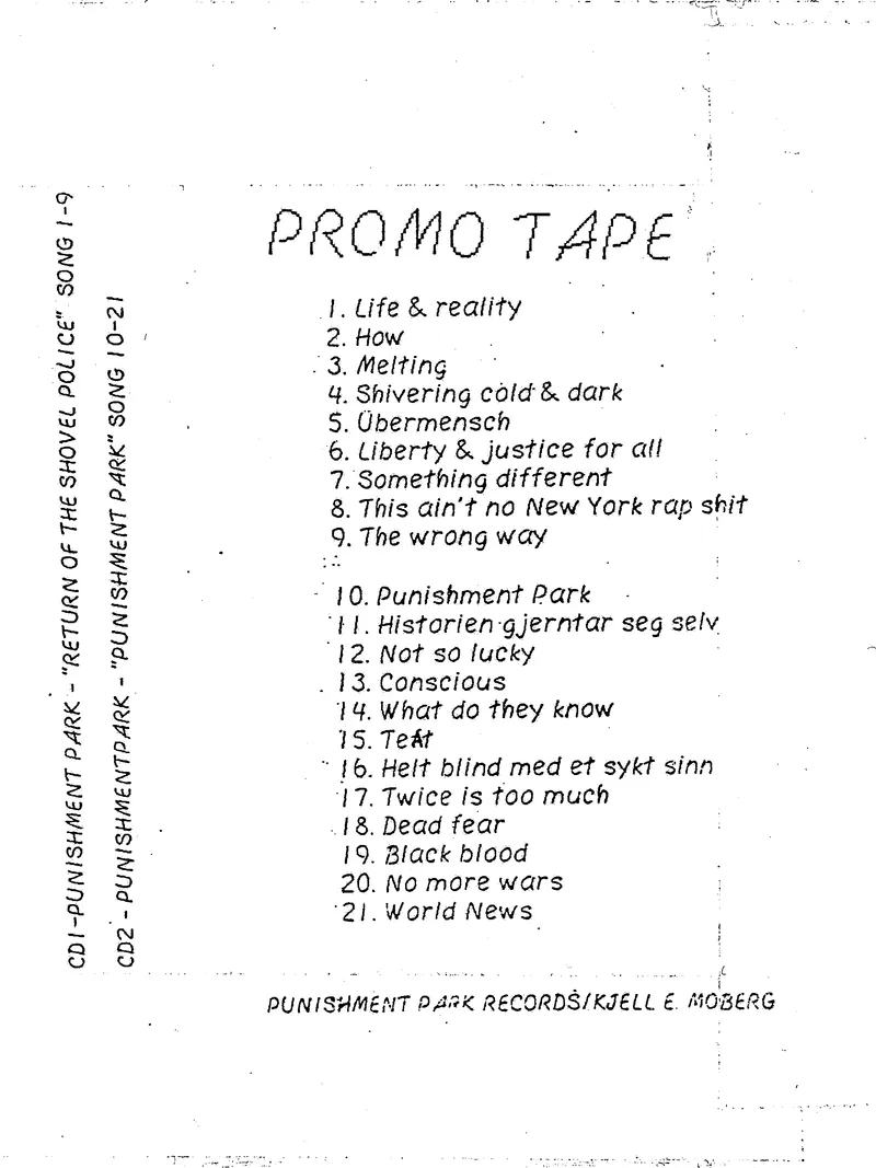 Punishment Park Promo tape albume 1 og 2 b