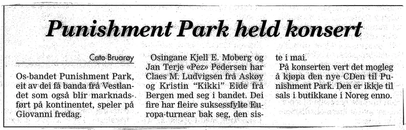 Punishment Park Os og Fusaposten - konsert Giovanni