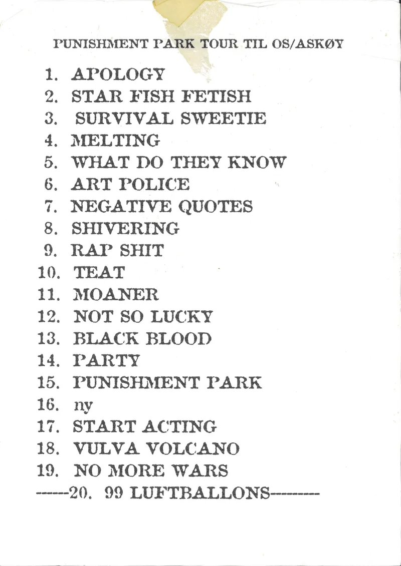Punishment Park settliste for Os og Askøy 1995