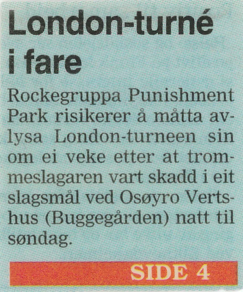 Punishment Park Os og Fusaposten London tur 23. april 1997 avlyst a