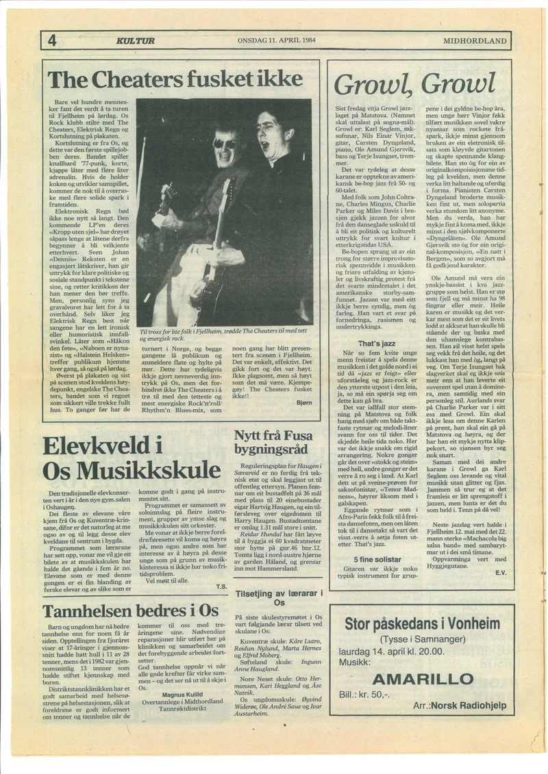 Page 276, The Cheathers - Midthordland 11. april 1984, (moved from page 19)