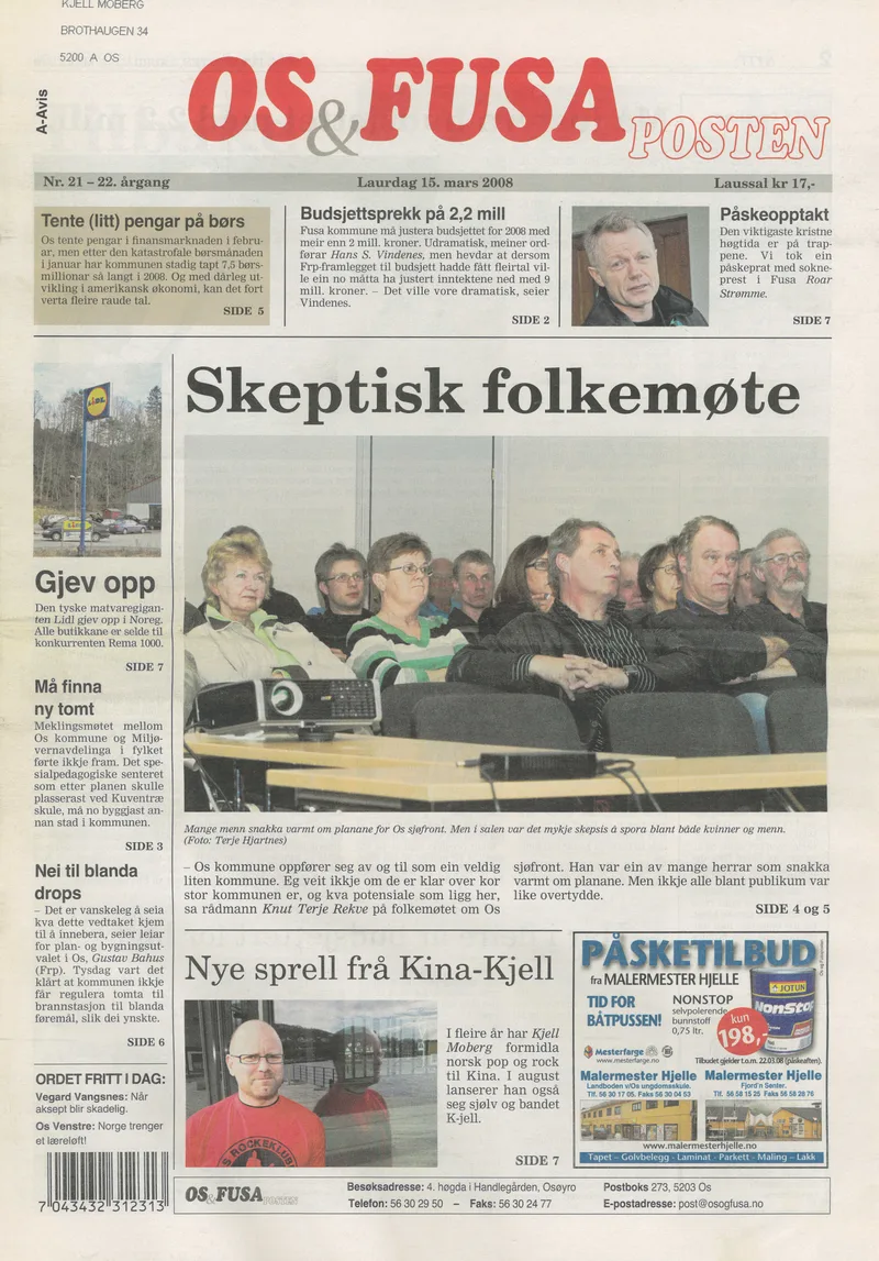 K-Jell Kina Os og fusaposten 15. mars 2008a