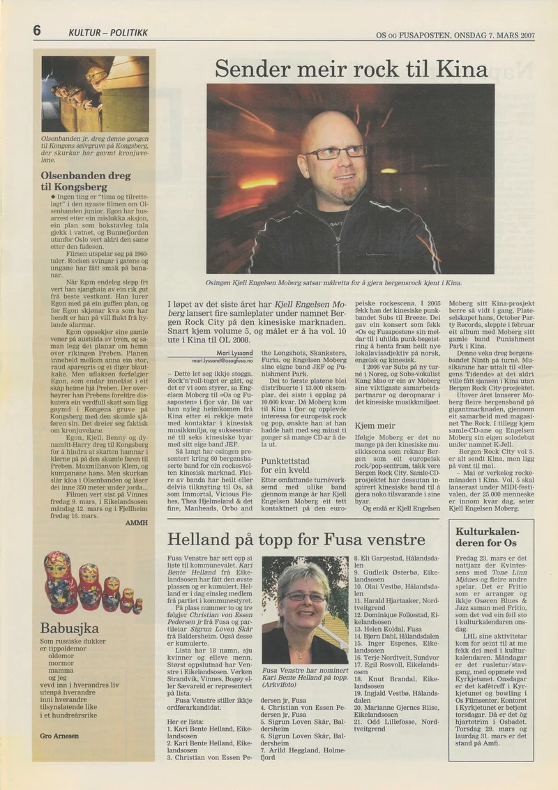 Kina Os og Fusaposten 7. mars 2007