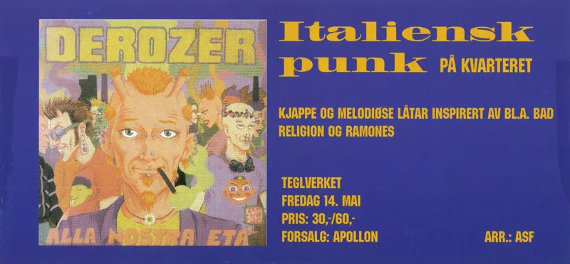 Derozer flyer Bergen gig