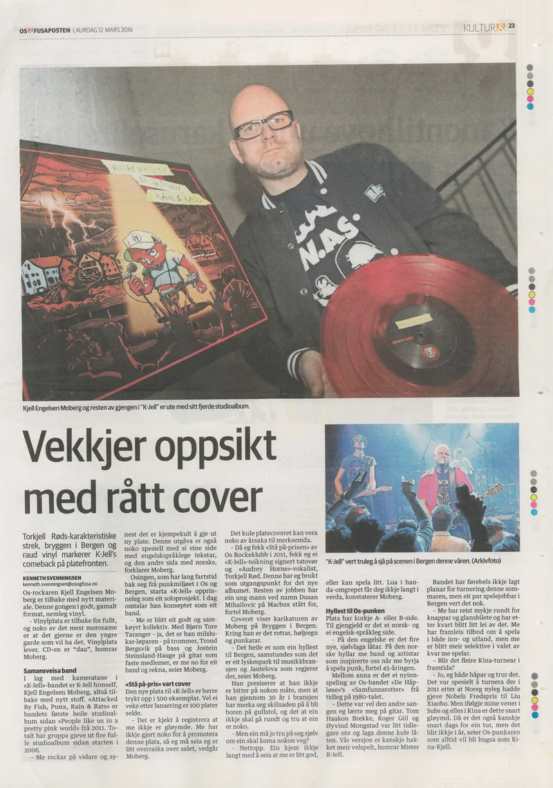 K-Jell vinyl i Os og Fusaposten 12. mars 2016
