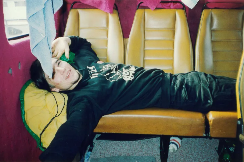 PP Claes slapper av i PP bilen 1992