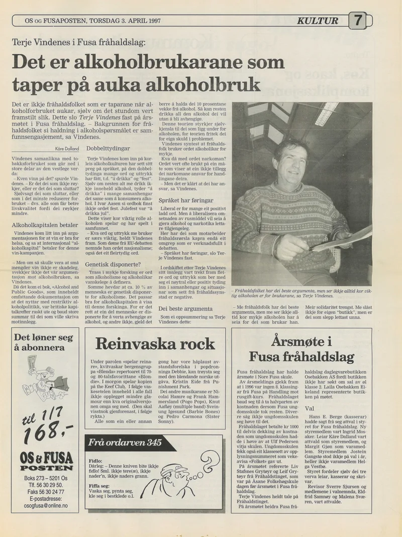 KEEF CLUB Blenda Os og Fusaposten 3. april 1997