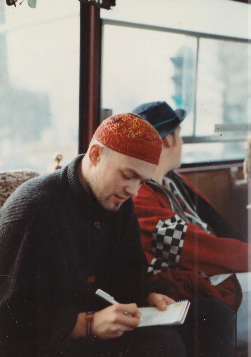 Eivind writes in van.jpg